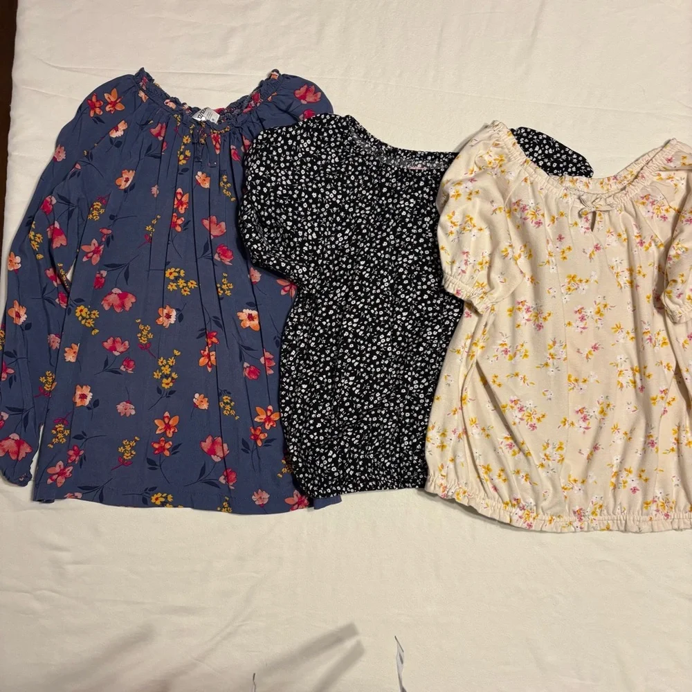 Three Floral tops Carters, Cat and Jack, and Oshkosh B’gosh